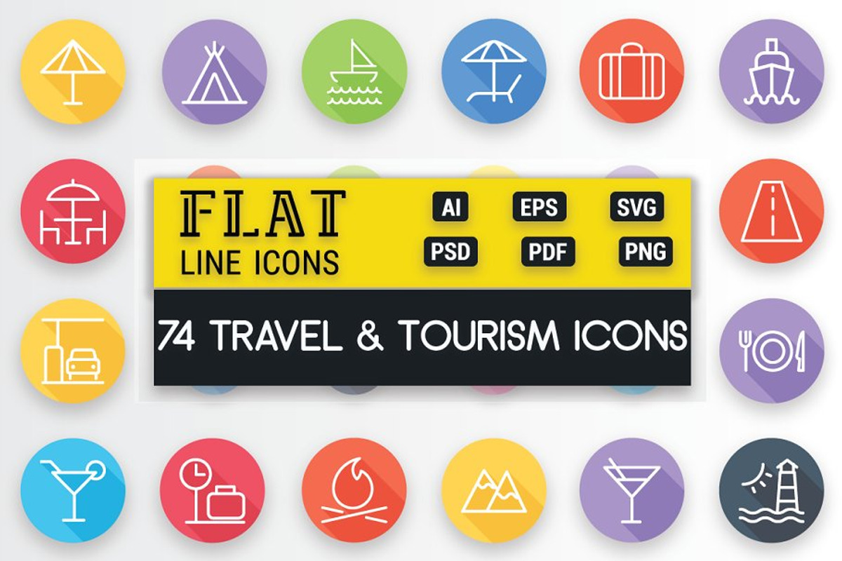 Travel and Tourism Flat Line Icons, an Outline Icon by FlatLineIcons (Photo 2 of 7)