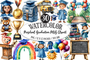 Preschool Graduation PNG Clipart, an Illustration by Designking