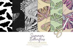 Summer Butterflies Seamless Patterns