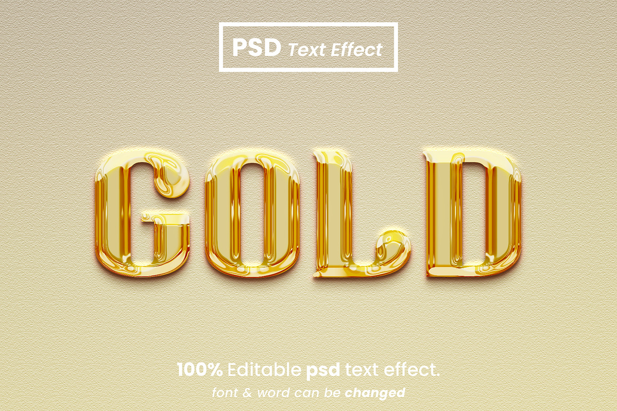 Gold Liquid 3D Text Effect Bundle, a Brushes & More by Zamans (Photo 3 of 10)