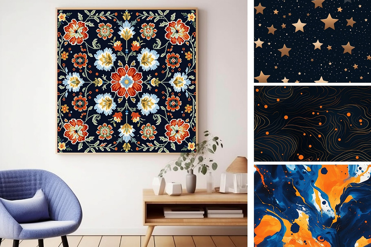 37 seamless blue modern pattern, a Pattern Graphic by ARTOZEN DIGITAL (Photo 9 of 15)