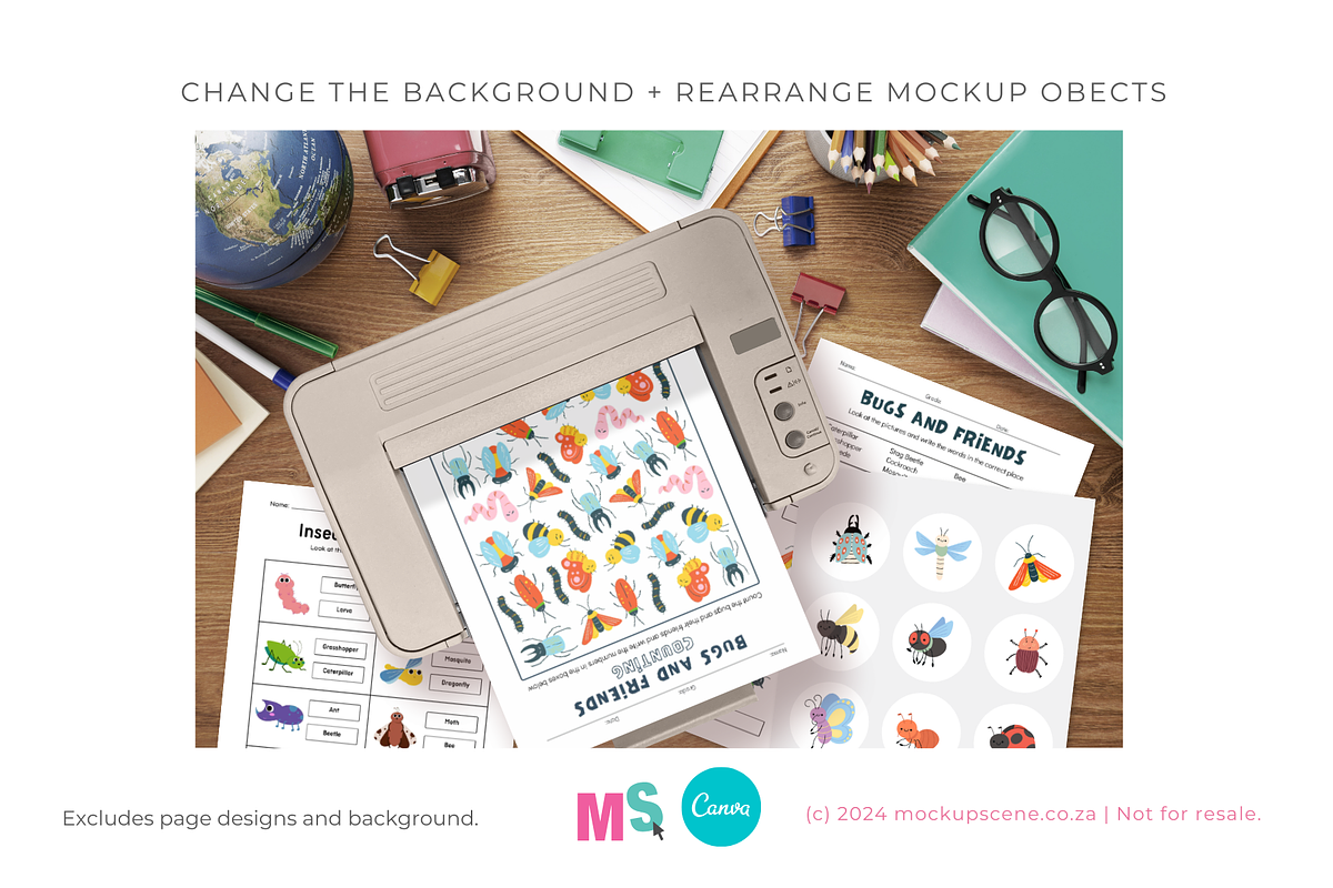 Printer & Paper Sheets Canva Mockup, a Books & Magazine Mockup by Mockup Scene (Photo 11 of 11)