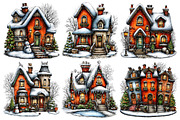 Christmas Victorian Houses Clipart, an Illustration by Pixels.Craft (Thumbnail 6 of 6)