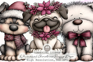 Whimsical Christmas Fluffy Dogs Clip, an Illustration by Sublimation Artist