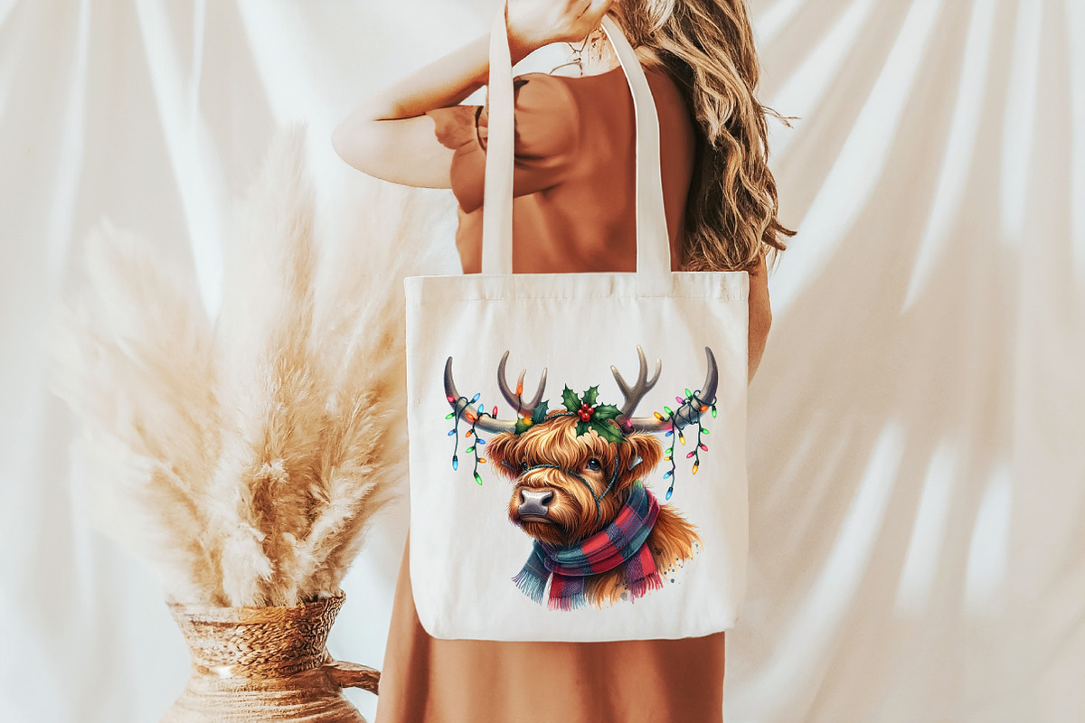 Cute Christmas Highland Cow Clipart, an Illustration by Libby Wishes (Photo 4 of 7)