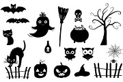 Halloween silhouettes clipart set, an Illustration by Pravokrugulnik (Thumbnail 1 of 3)