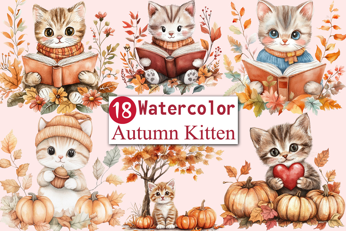 Cute Autumn Kitten Sublimation, an Illustration by CitraGraphics (Photo 1 of 6)