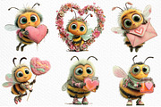 Whimsical Valentine Bee Clipart, an Illustration by Craft Nest (Thumbnail 6 of 10)