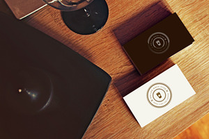 Business Cards on Desk Mockup