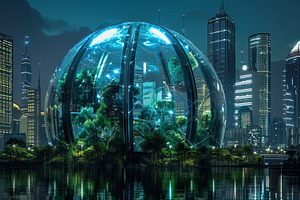 Futuristic Glass Dome Cityscape, an Architecture Photo by Ales Munt