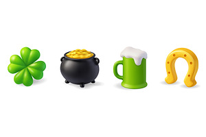 St. Patricks Day set. Clover, pot of, an Object Illustration by GraphiShop
