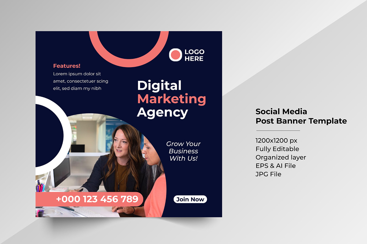 Social Media Marketing Post Banner, a Social Media Template by Tahnix Creative (Photo 2 of 3)