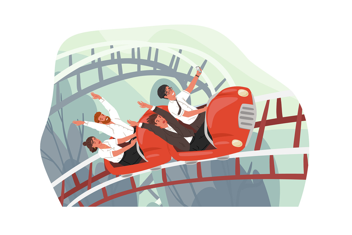 People riding roller coaster set, a Person Illustration by Good Studio (Photo 5 of 5)