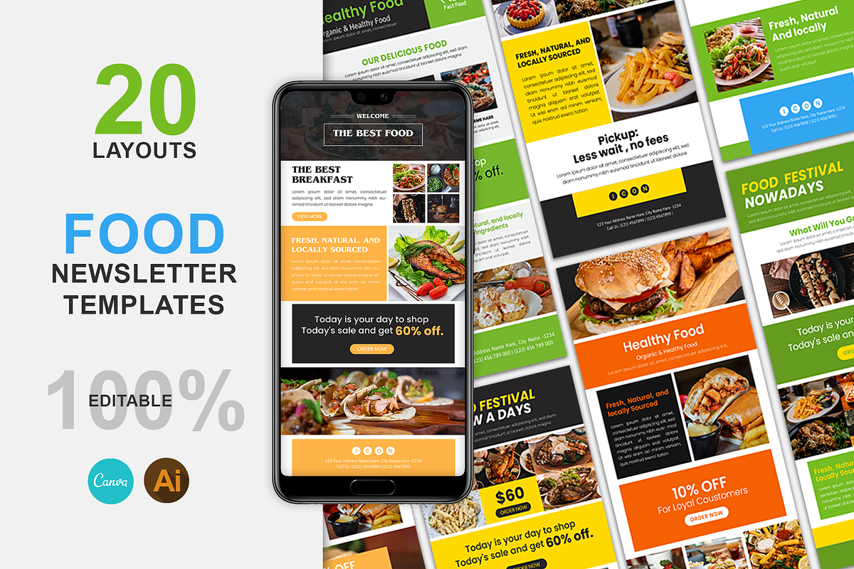 Food Email Marketing Canva Template, a Templates & Theme by Waliullah Solutions (Photo 1 of 7)