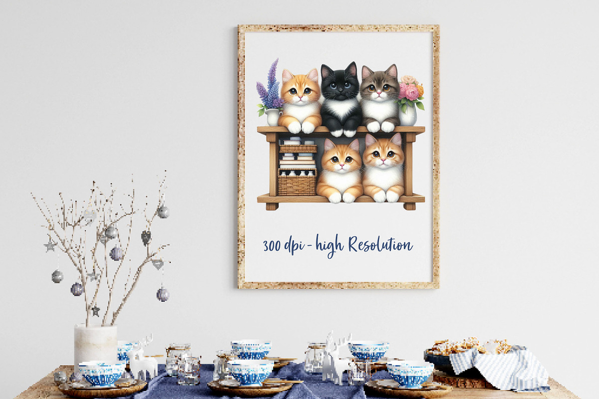 Watercolor Cats Sublimation Clipart, a Work Illustration by Dream Creation (Photo 3 of 6)