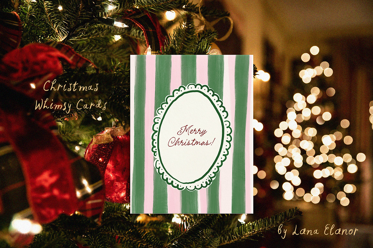 Christmas Whimsy Cards & Frames, a Background Graphic by Lana Elanor (Photo 2 of 16)
