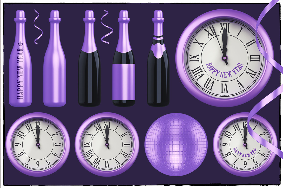 New Year 3D PNG Items Pack, an Object Graphic by pixaroma (Photo 8 of 22)