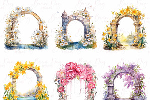 Watercolor Spring Arches Clipart