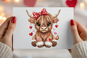 Crochet Valentines Highland Cow PNG, an Illustration by Canvas Craft (Thumbnail 4 of 7)