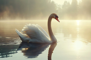 majesty of a magnificent white swan, a Photo by Maylianaw28