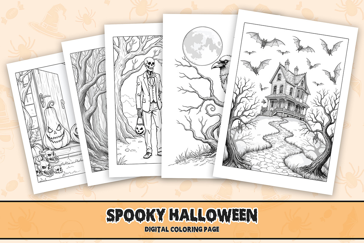 Halloween Coloring Page, an Illustration by DesignDevisers (Photo 1 of 5)