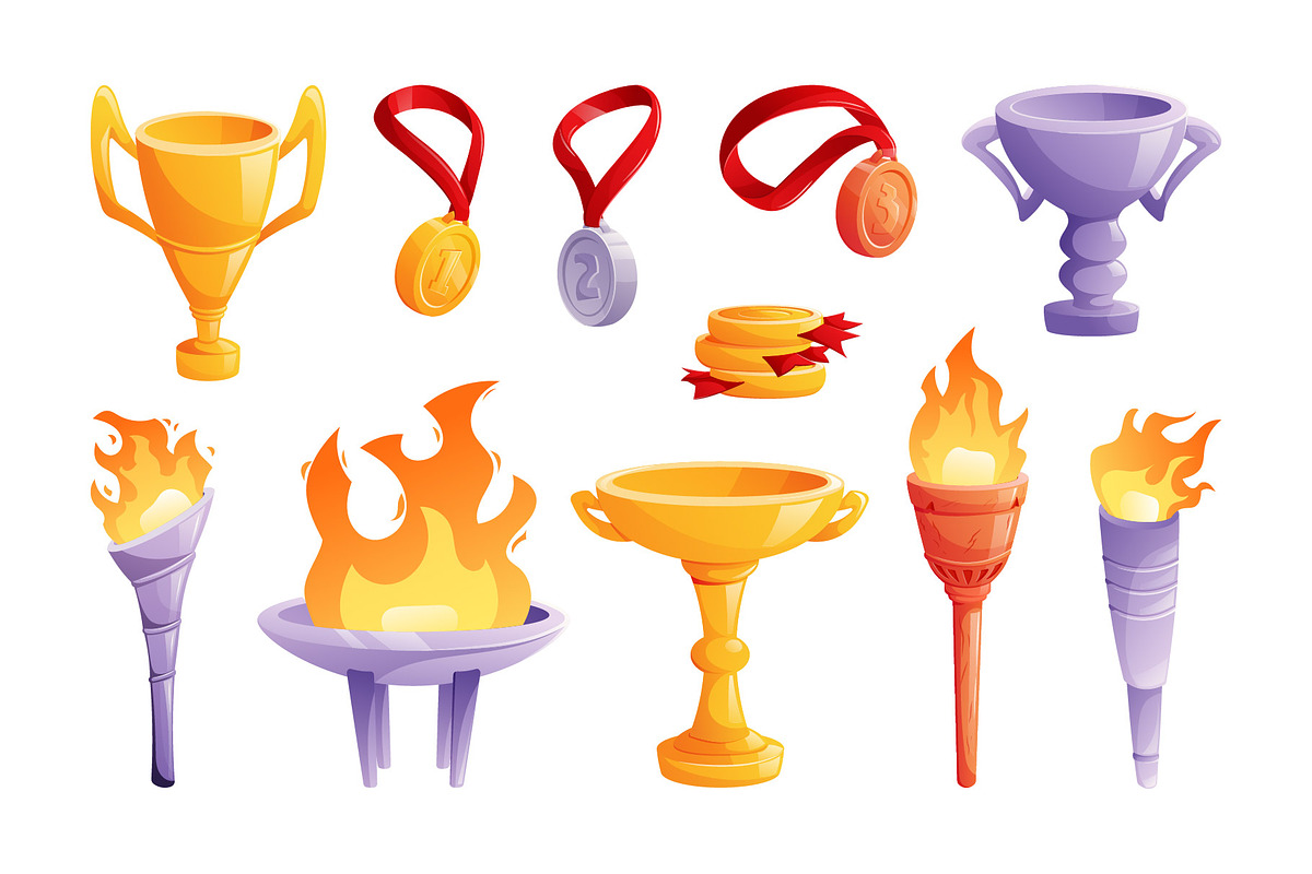 Olympic elements and awards |Pattern, an Object Illustration by EeKayStore (Photo 2 of 4)