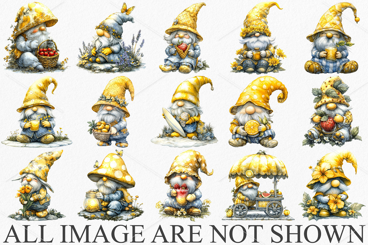 Whimsical Summer Gnome Clipart PNG, a Seasonal Illustration by Canvas Craft (Photo 3 of 7)