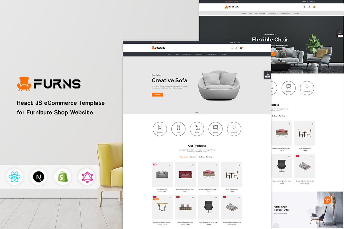 React eCommerce Template - Furns, a Shopify Template by HasThemes (Photo 4 of 4)