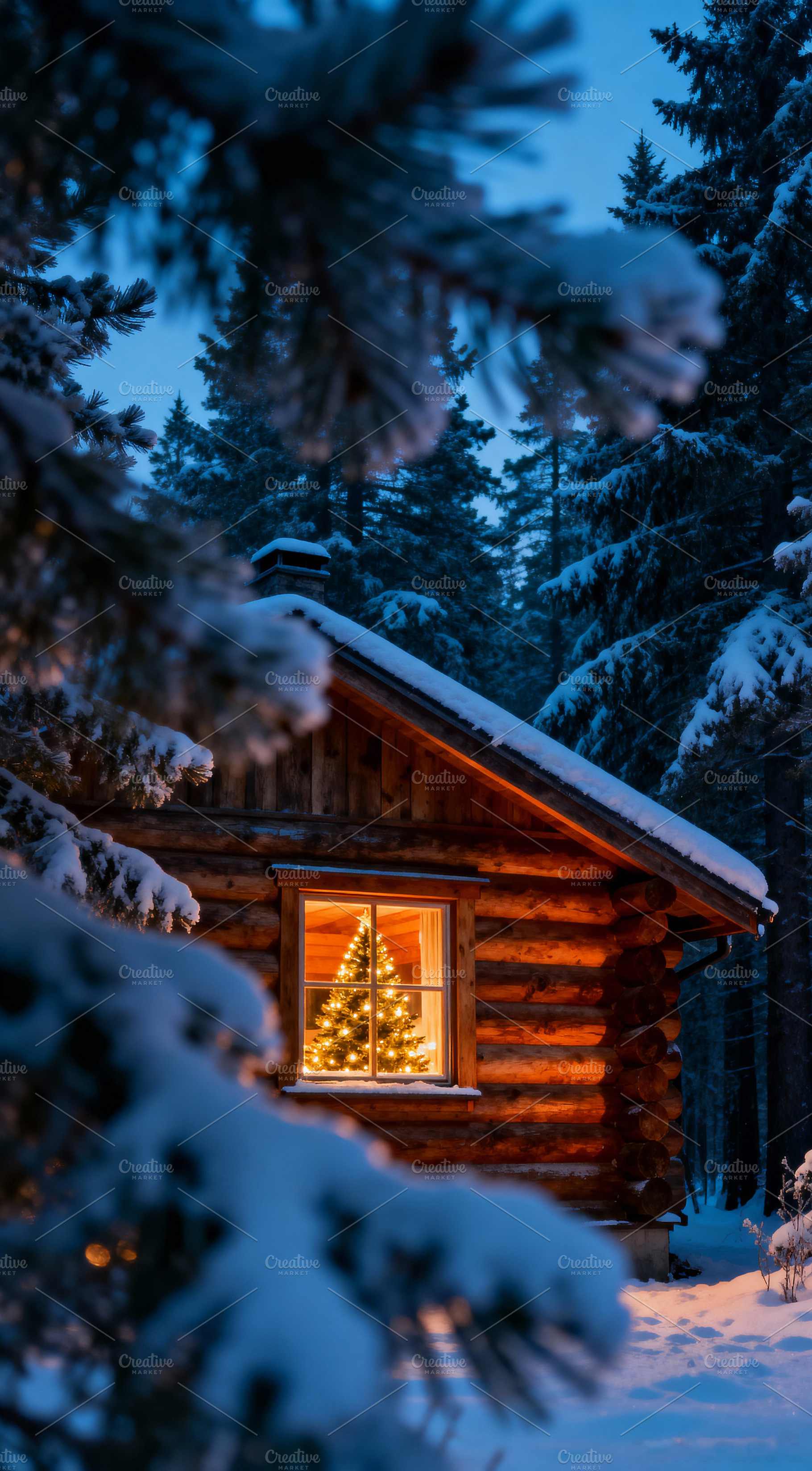 Cozy Cabin in Snowy Winter Forest, a Nature Photo by Virgo Studio