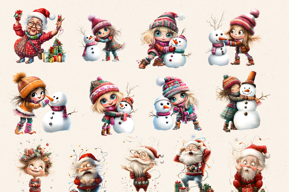 SUPER QUIRKY CHRISTMAS CLIPART PACK, a Person Illustration by Daring Digies (Photo 4 of 9)