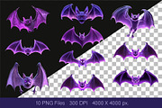 Creepy Neon Bats. Halloween Mascot., an Animal Illustration by KENO Mascots (Thumbnail 2 of 10)