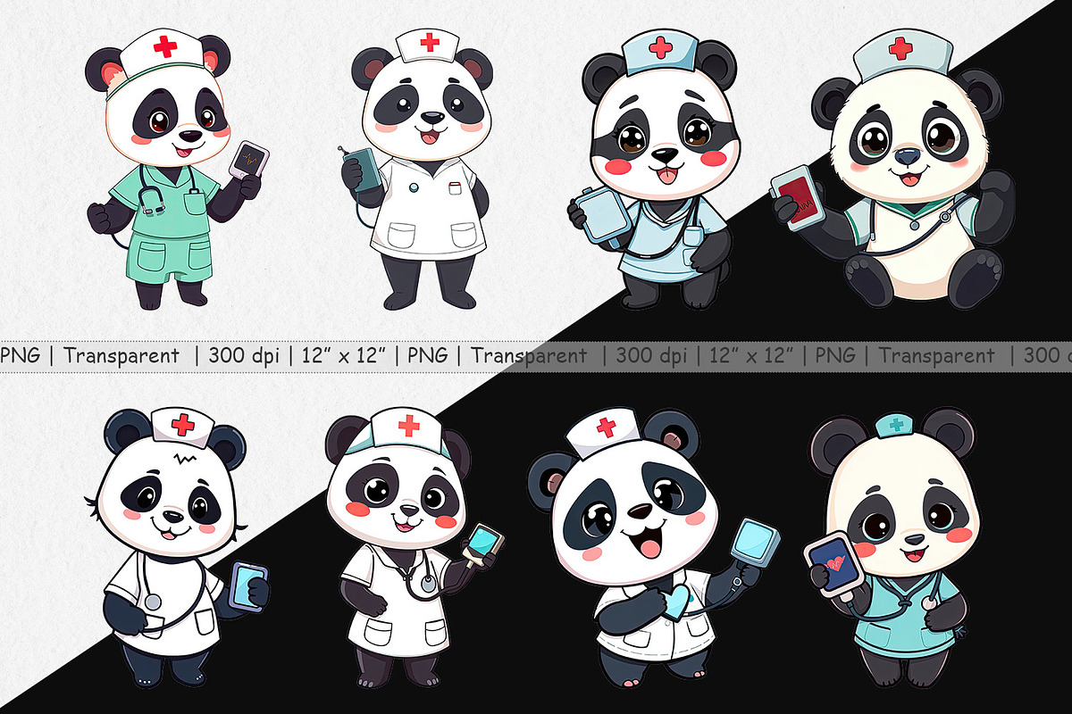 Nurse Panda Clipart, a Graphic by Artnoy (Photo 2 of 5)
