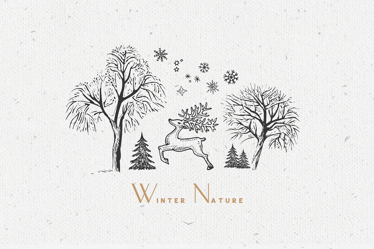 Christmas winter sketches - vector, an Animal Illustration by Aquatinta (Photo 3 of 8)