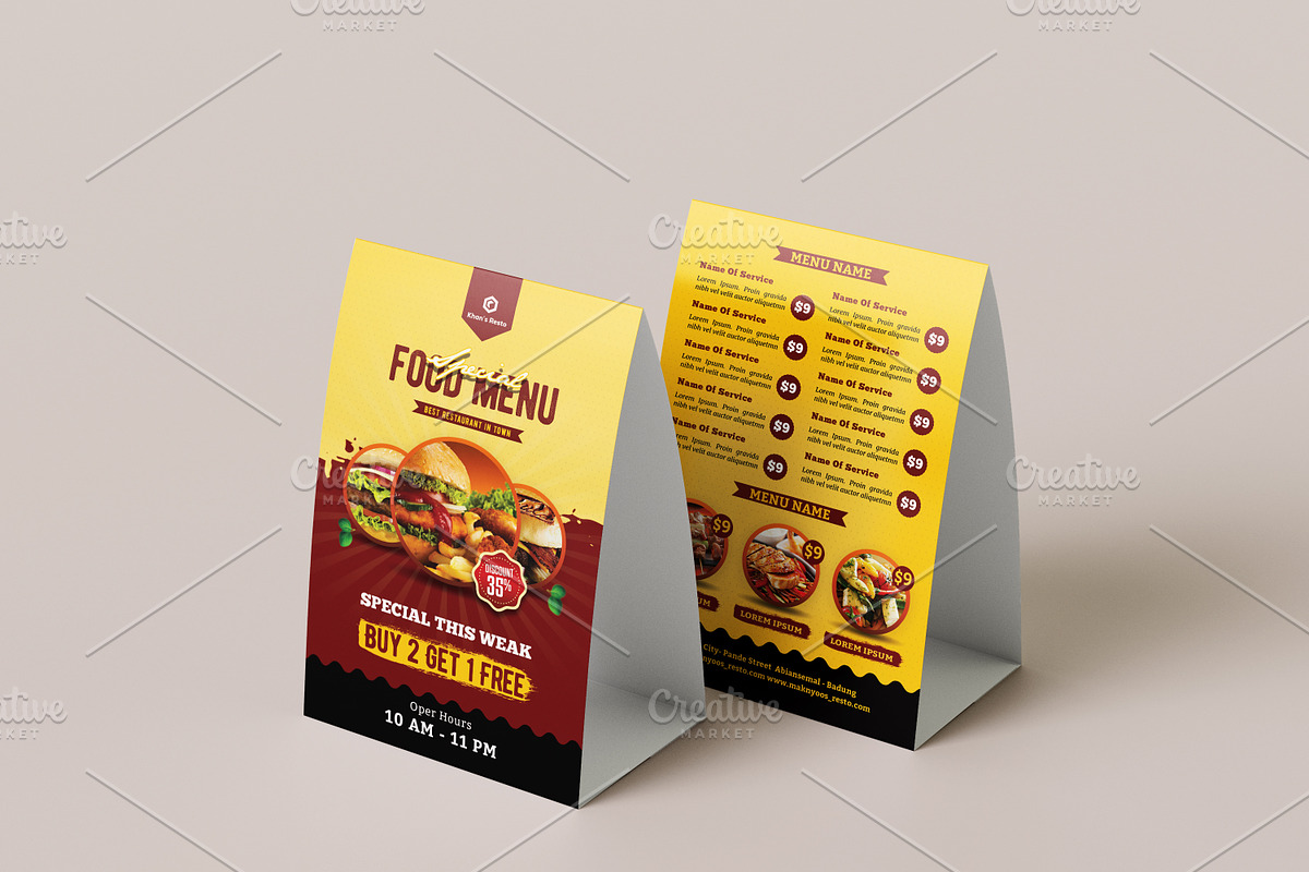 Restaurant Table Tent Flyer, a Poster Template by GreenPixi (Photo 1 of 4)