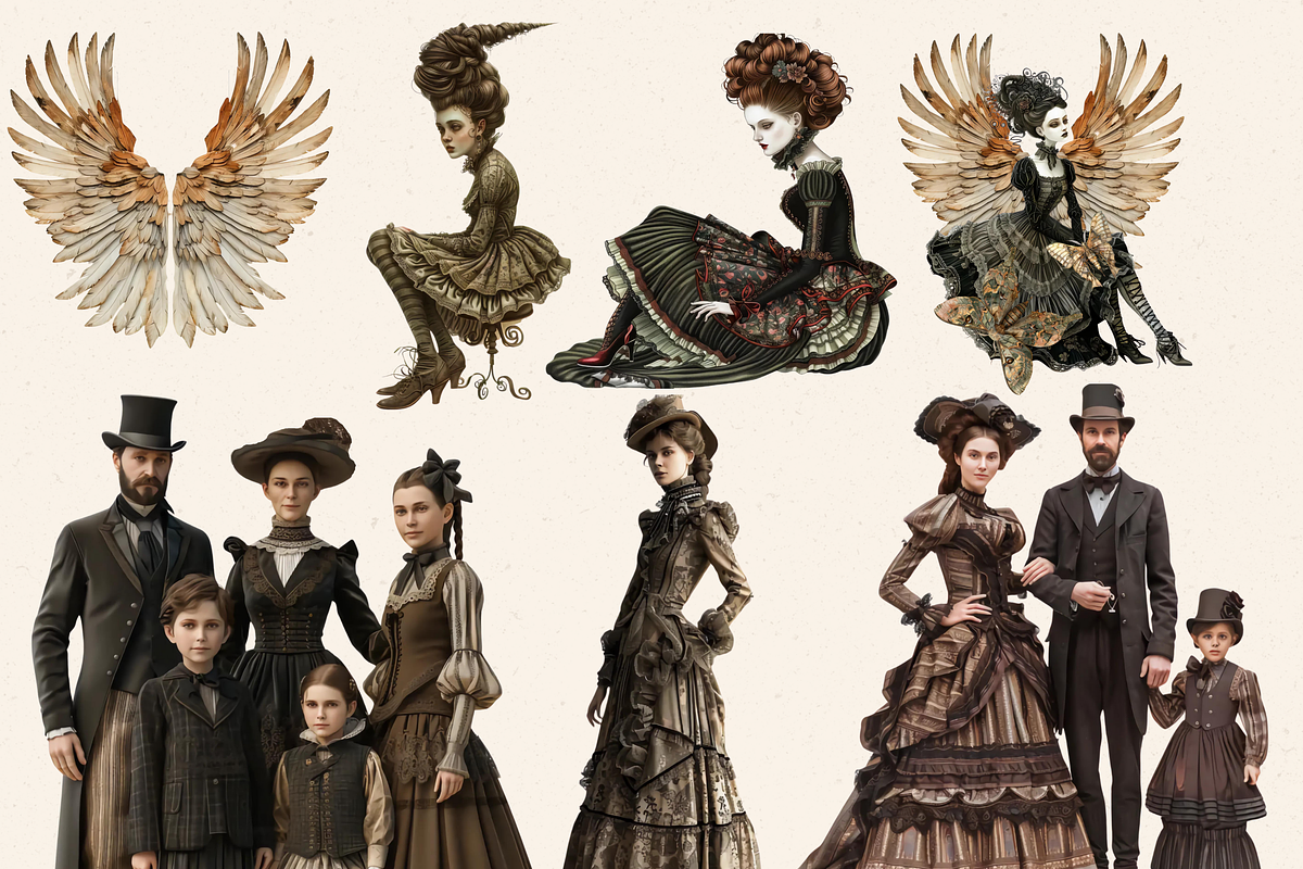 VICTORIAN WOMEN SURREAL CLIPART PACK, a Person Illustration by Daring Digies (Photo 3 of 10)