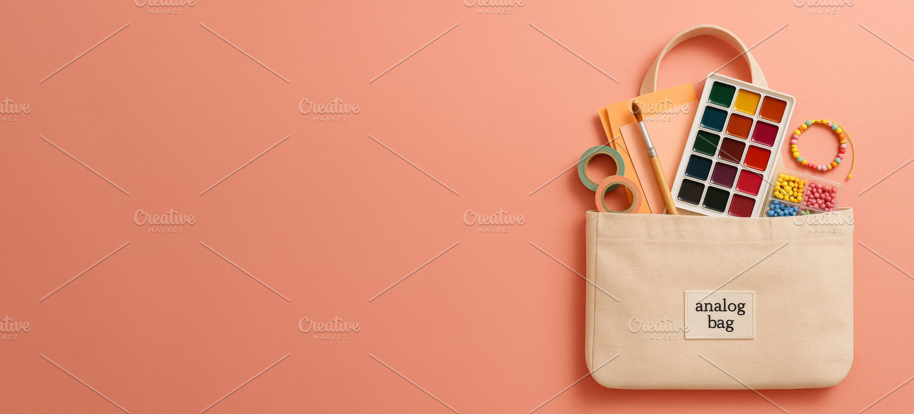 Analog bag containing art supplies l, a Photo by Dvoevnore photos
