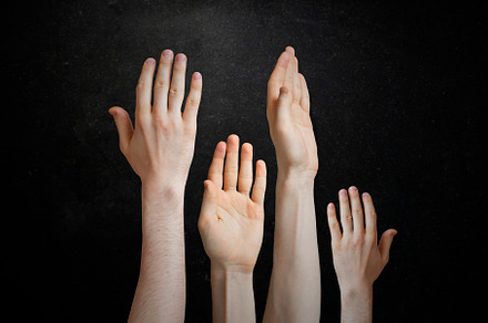 a group of pupil raise hand and want to answer the teachers question, blackboar, a Photo by Mikee's stuff