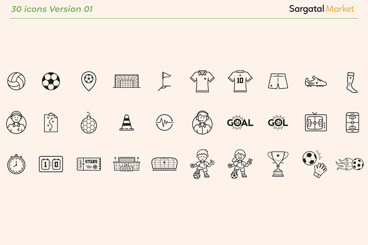 Soccer/Football Outline Icons BUNDLE, an Icon by Sargatal (Photo 2 of 5)