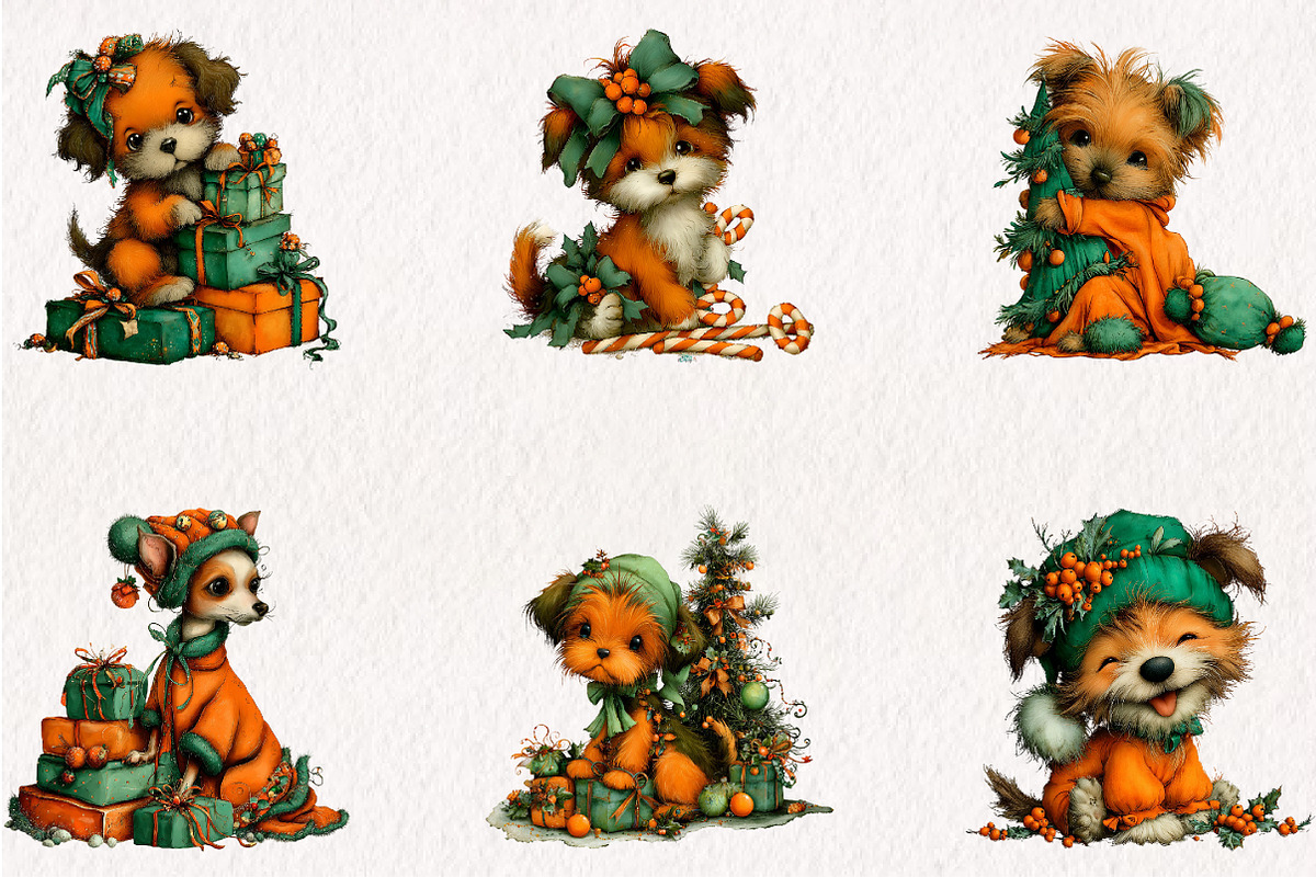 Quirky Christmas Dog Clipart Bundle, a Seasonal Illustration by CreationArt (Photo 2 of 5)