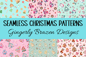 Seamless Bright Christmas Patterns, a Graphic by Gingerly Brazen Designs