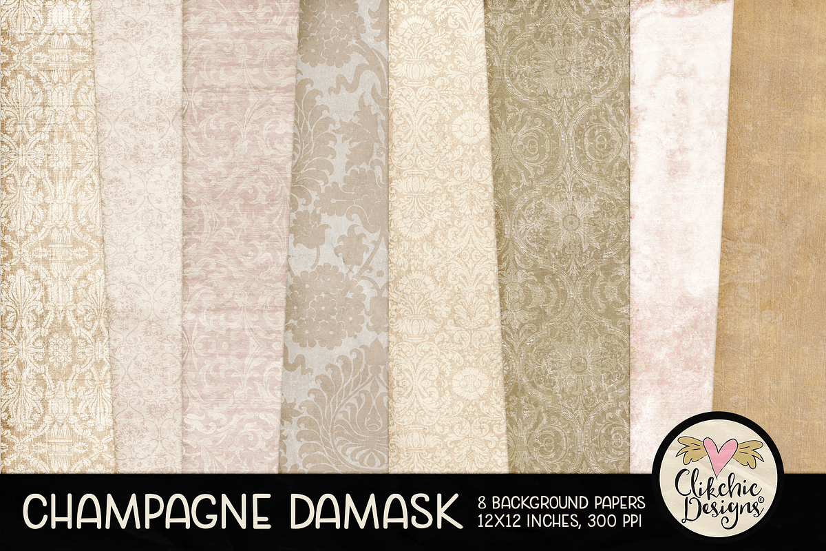 Champagne Wedding Damask Textures