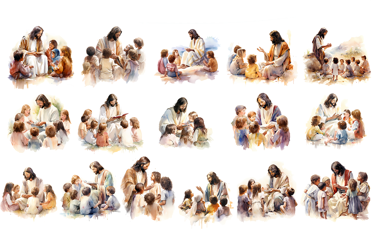 Jesus With Children Clipart, a Decorative Illustration by stickermadness (Photo 3 of 3)