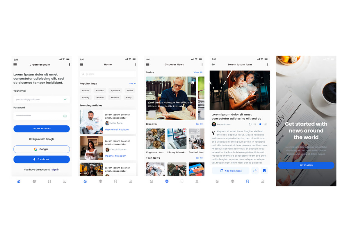 Media News & Press Blog App UI Kit, an App Template by nagaredesignstudio (Photo 2 of 2)