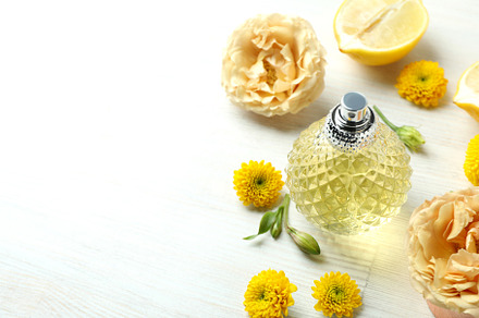Concept of female perfume, space for text, a Beauty & Fashion Photo by AtlasStudio
