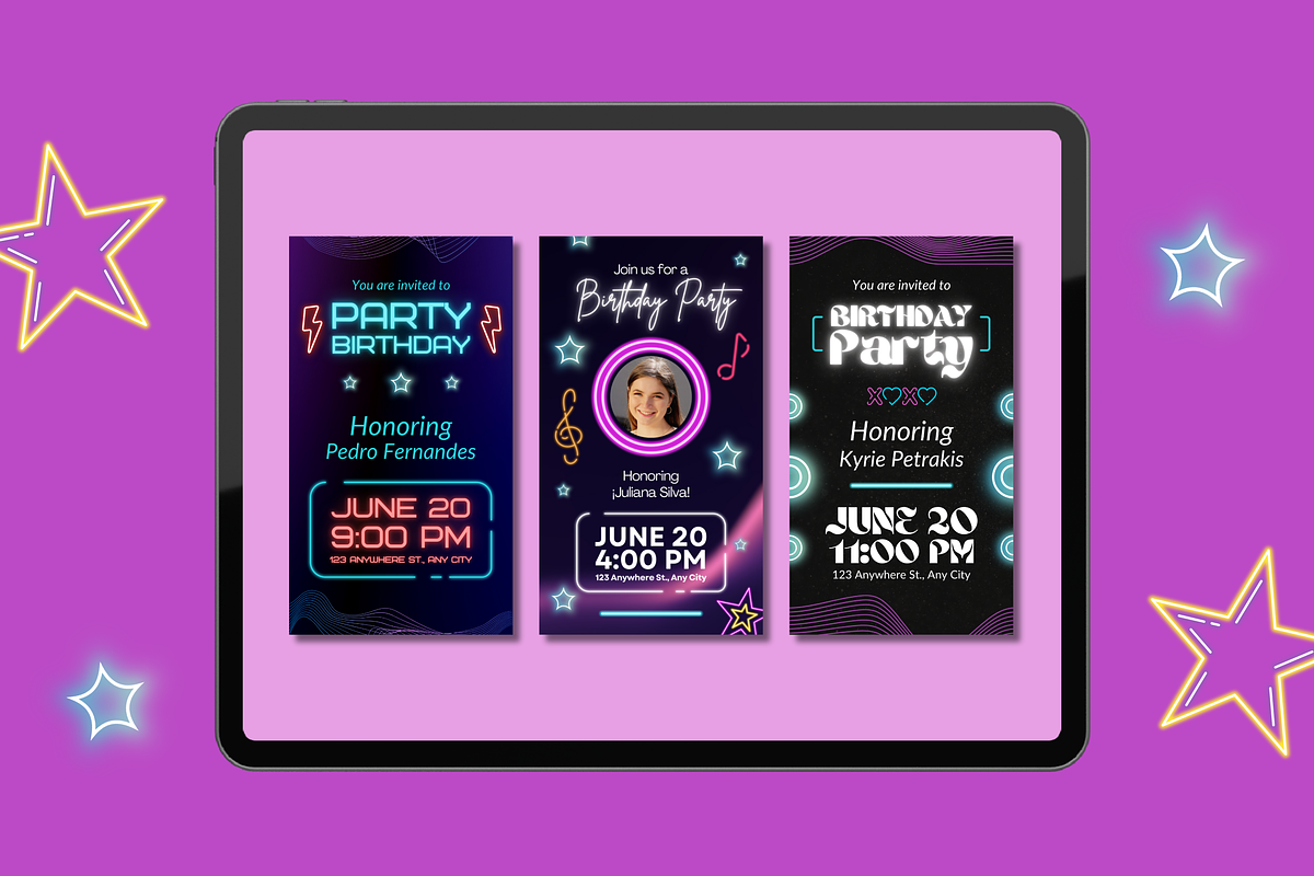 Neon Birthday Party Instagram Story, a Templates & Theme by TemplateCastleStore (Photo 4 of 9)