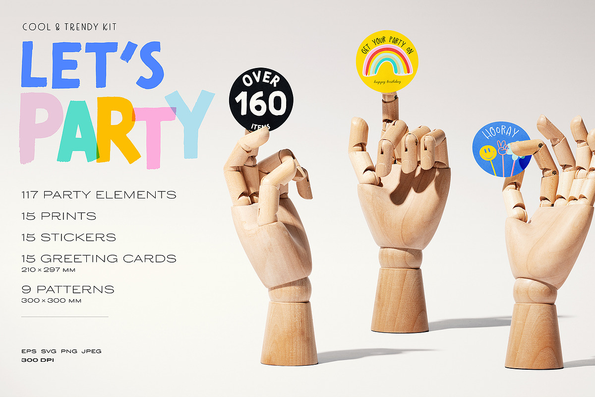 Party Clipart, Cards & Patterns, a Decorative Illustration by Ruslana Lubenets (Photo 2 of 22)