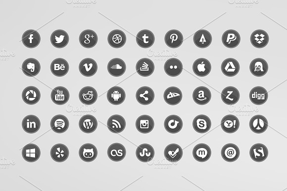 45 Glossy Social Media Icons