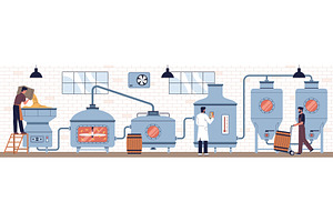 Brewer workers. Guys make craft, an Illustration by YummyBuum