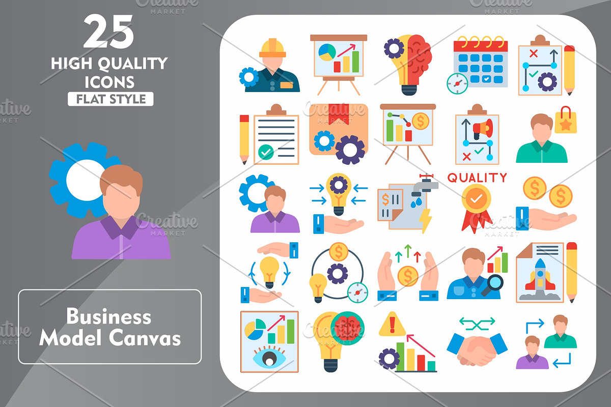 25 Business Model Canvas Flat Icons, an Icon by Pexelpy