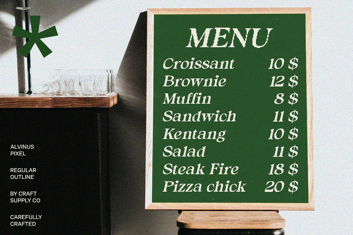 Alvinus Pixel, a Serif Font by Craft Supply Co. (Photo 7 of 8)